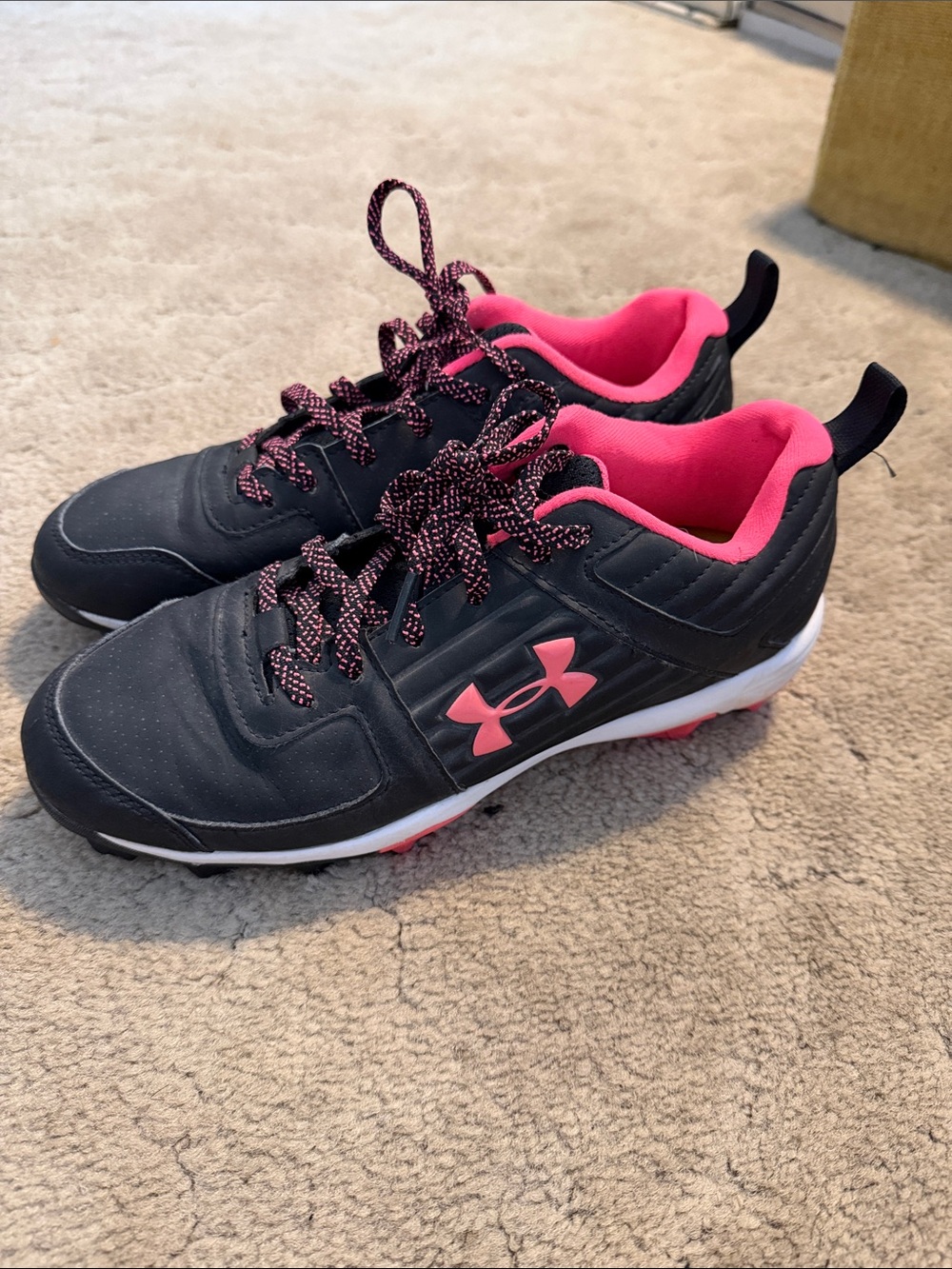 Under Armour Kids Black and Pink Athletic Sneakers